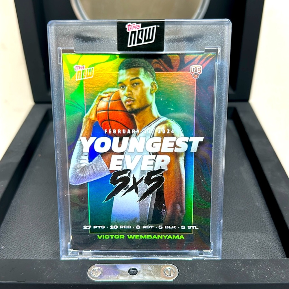 Victor Wembanyama Rookie Card - Topps Now - Youngest Ever 5 x 5